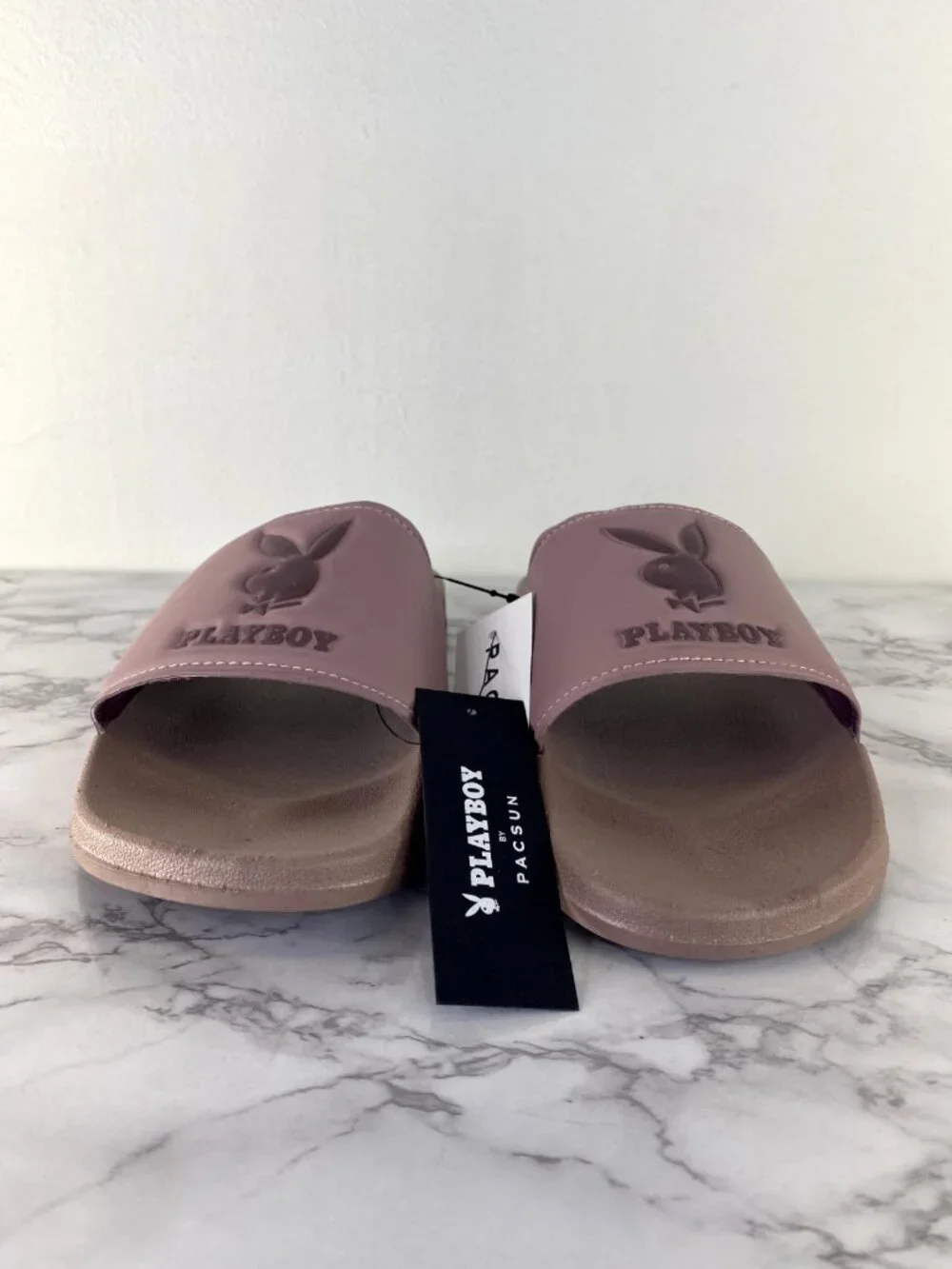 Playboy Men's Mauve Bunny Pool Slide Sandals SZ 9